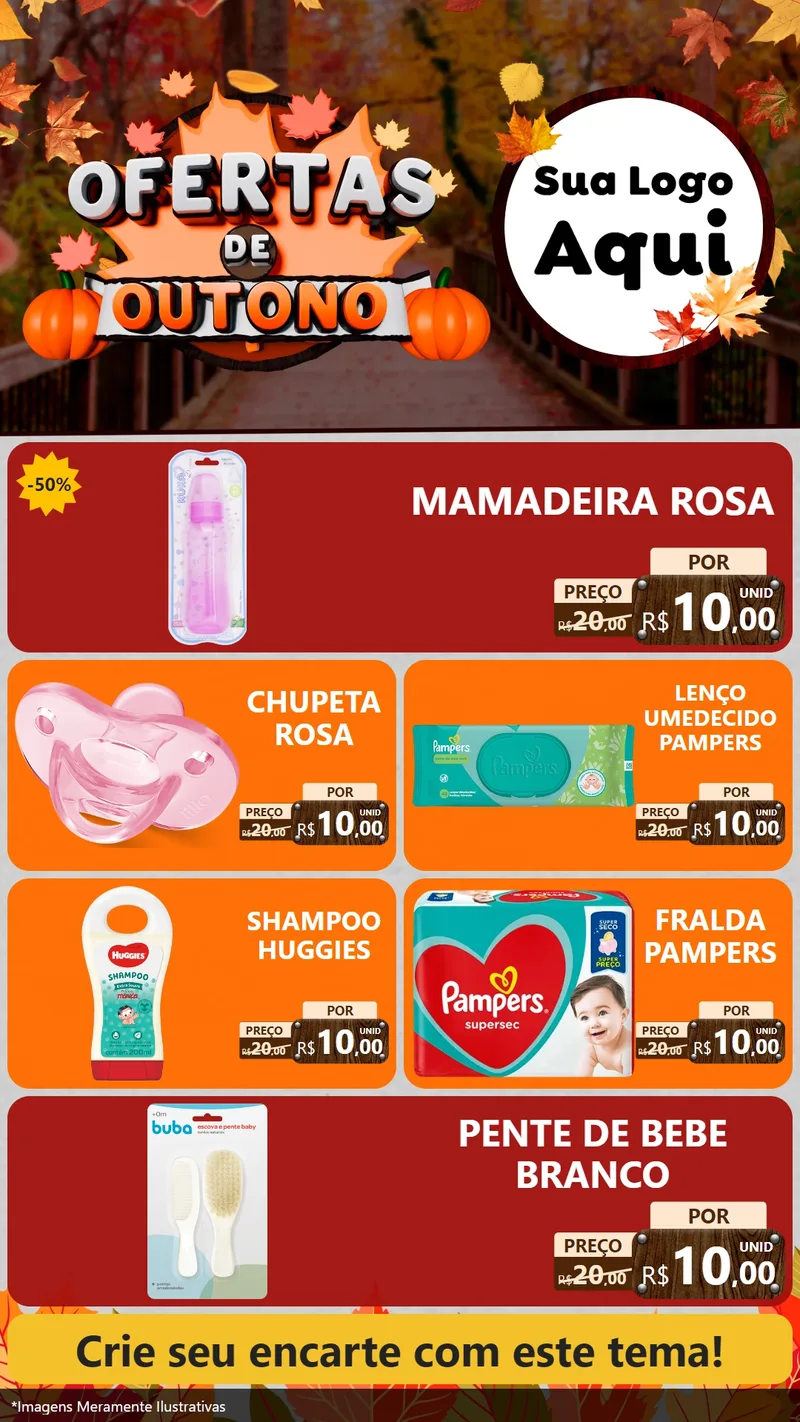 Modelo de TV para TV Vertical com o tema Ofertas de Outono para Bebês
