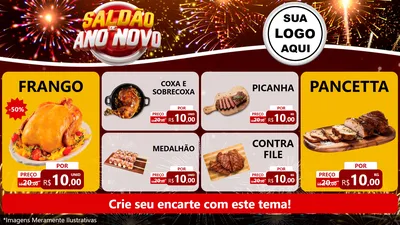 Modelo de TV para TV Horizontal com o tema Saldão de Ano Novo para Assados