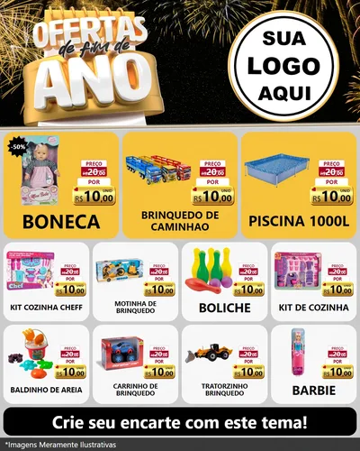 Modelo de Rede Social para Feed Instagram com o tema Ofertas de Fim de Ano para Brinquedos