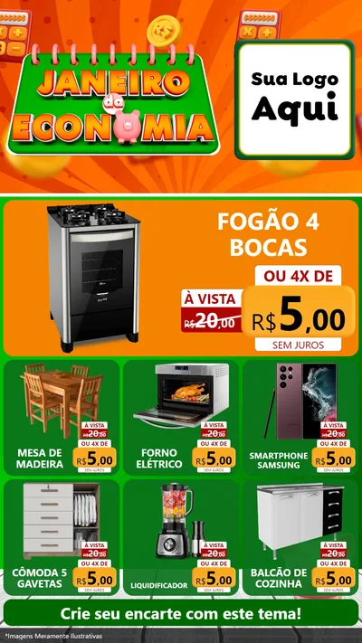 Modelo de Rede Social para Stories com o tema Janeiro da Economia para Móveis e Eletro
