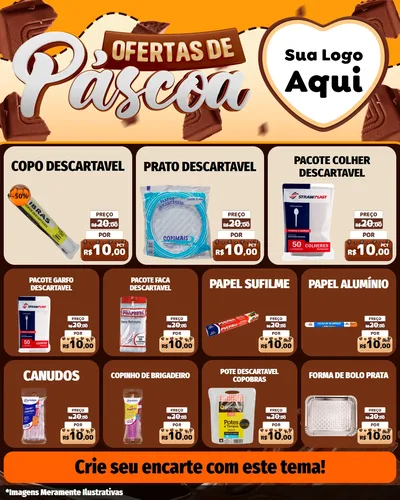 Modelo de Rede Social para Feed Instagram com o tema Ofertas de Páscoa para Embalagens