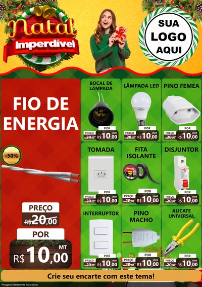 Modelo de Encarte para Encarte A4 Vertical com o tema Natal Imperdível para Materiais Elétricos