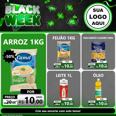 Modelo de Rede Social para Feed Facebook com o tema Black Week para Supermercado