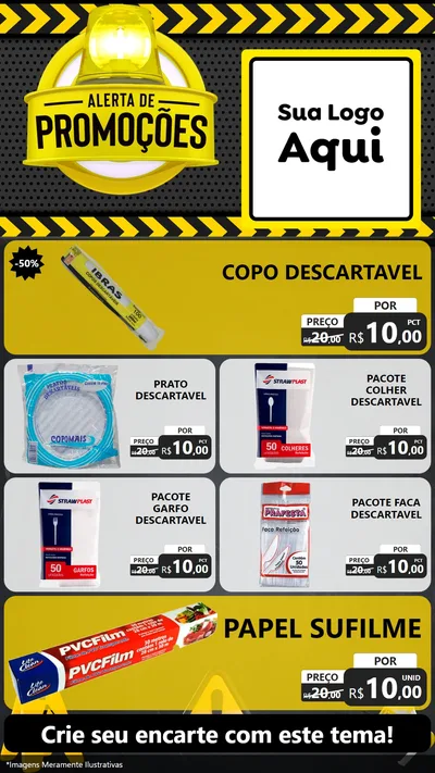 Modelo de TV para TV Vertical com o tema Alerta de Promoções para Embalagens