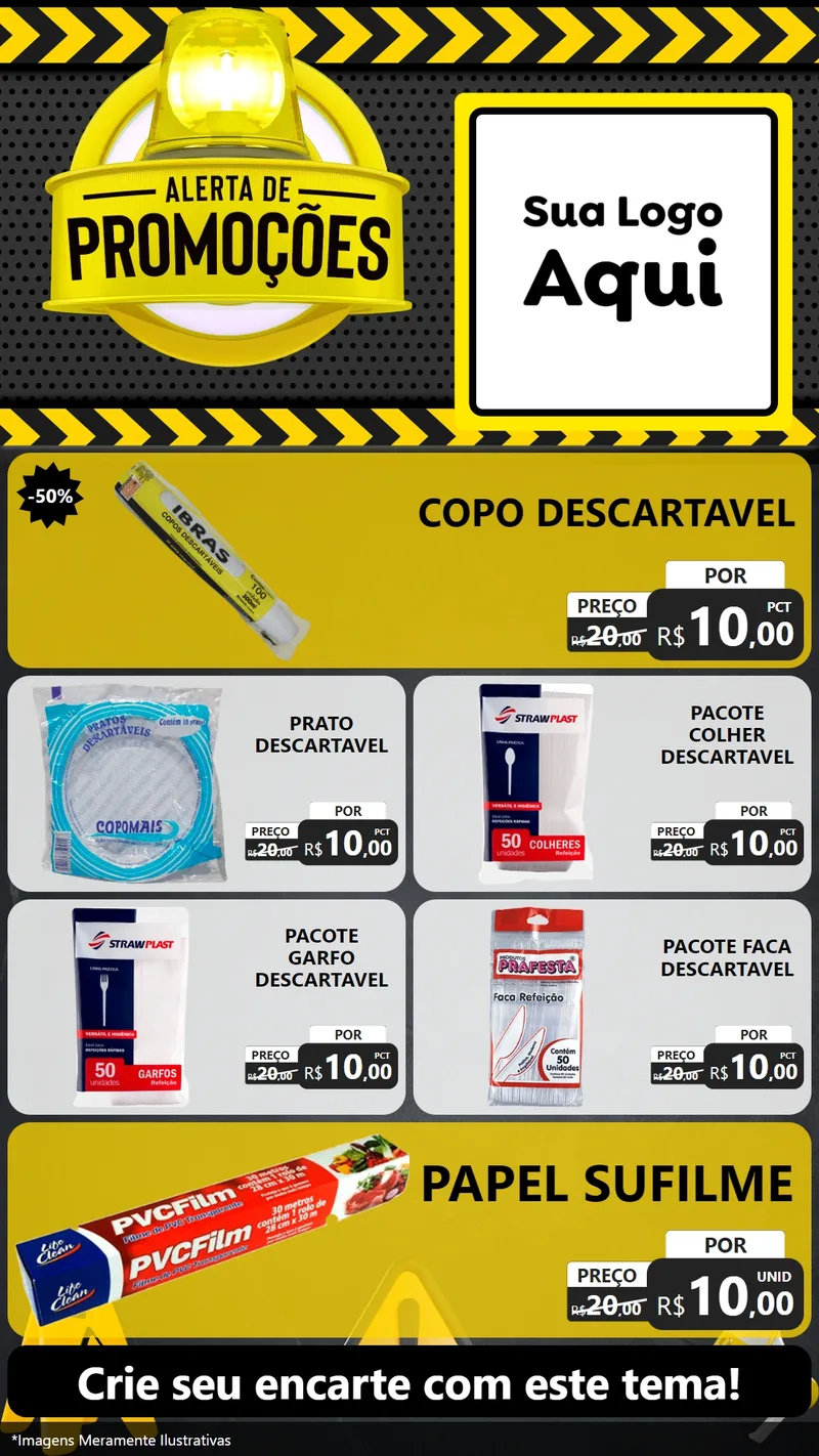 Modelo de TV para TV Vertical com o tema Alerta de Promoções para Embalagens