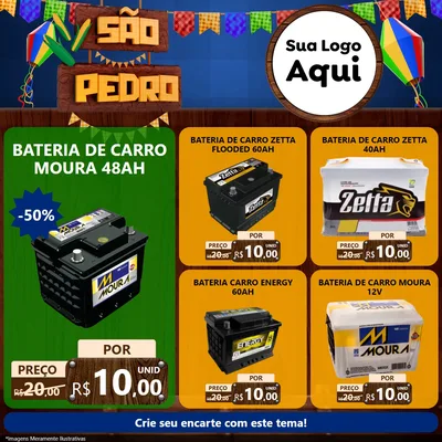 Modelo de Rede Social para Feed Facebook com o tema São Pedro para Baterias Elétricas