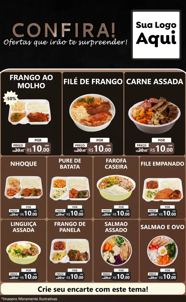 Modelo de Encarte para Encarte Grande com o tema Confira! Ofertas que irão te surpreender! para Restaurante