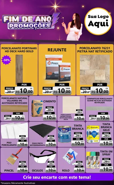 Modelo de Encarte para Encarte Grande com o tema Fim de Ano Promoções para Pisos e revestimentos