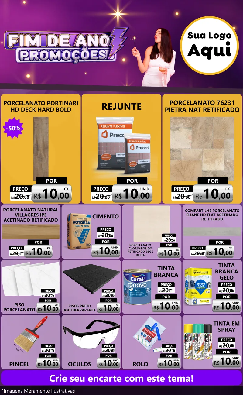 Modelo de Encarte para Encarte Grande com o tema Fim de Ano Promoções para Pisos e revestimentos