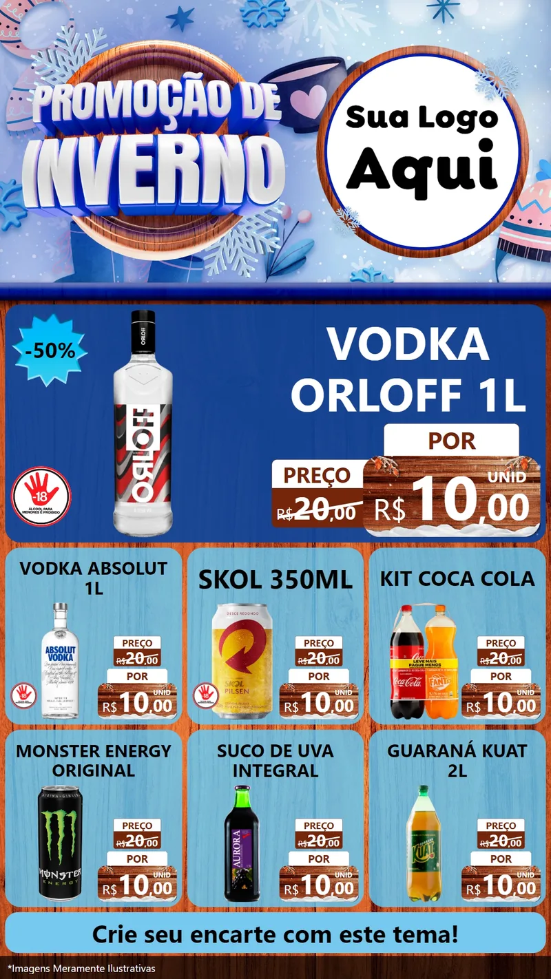 Modelo de Rede Social para Stories com o tema Promoção de Inverno para Distribuidora de bebidas