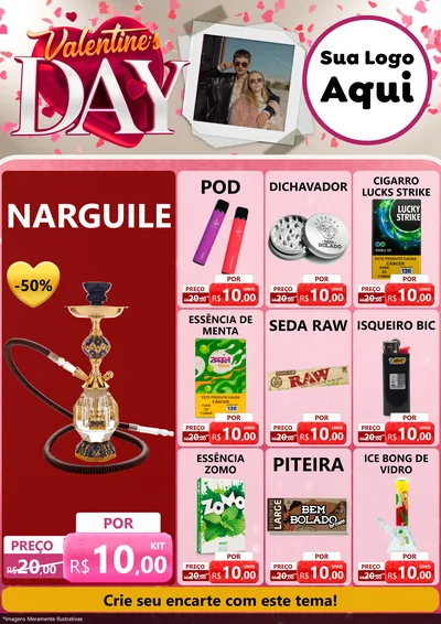 Modelo de Encarte para Encarte A4 Vertical com o tema Valentine's Day para Tabacaria
