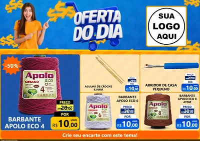 Modelo de Encarte para Encarte A4 Horizontal com o tema Oferta do Dia para Armarinho e Aviamentos