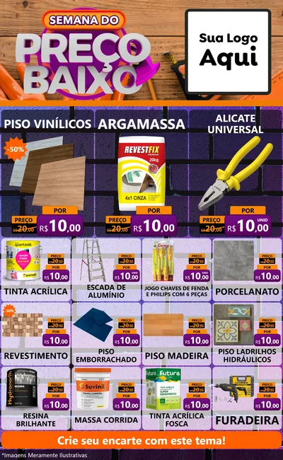 Modelo de Encarte para Encarte Grande com o tema Semana do Preço Baixo - Construção para Material para Construção