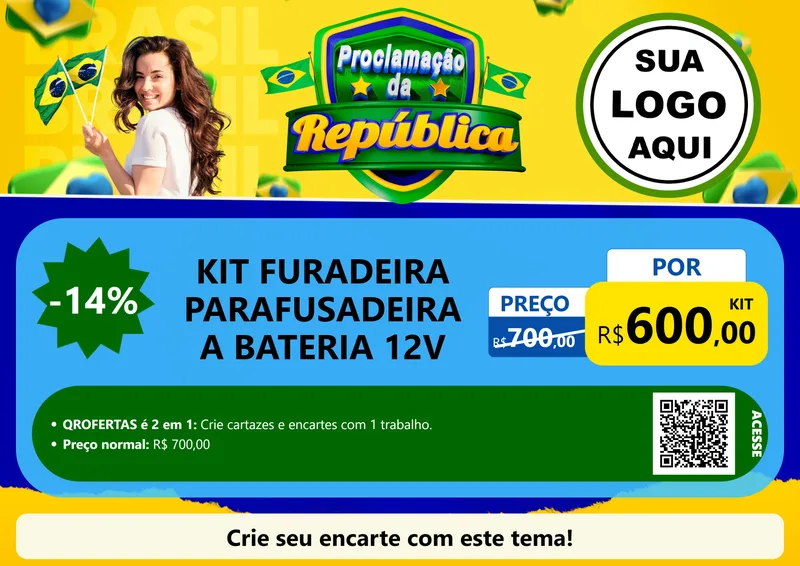 Modelo de Cartaz para Cartaz A4 Horizontal com o tema Proclamação da República para Maquinas e Ferramentas