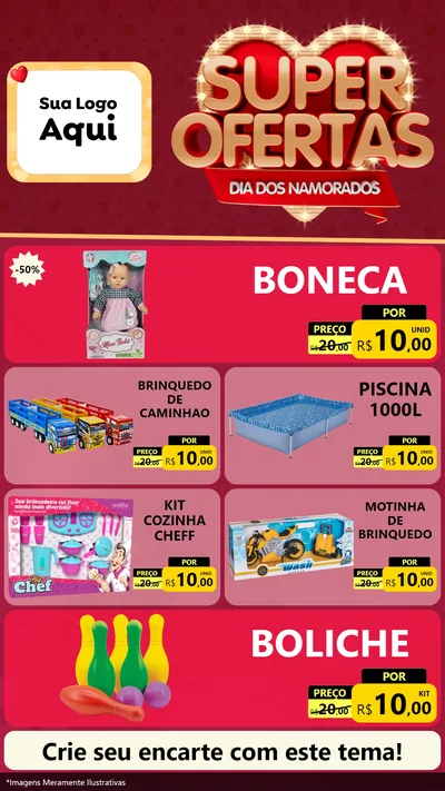 Modelo de TV para TV Vertical com o tema Dia dos Namorados para Brinquedos