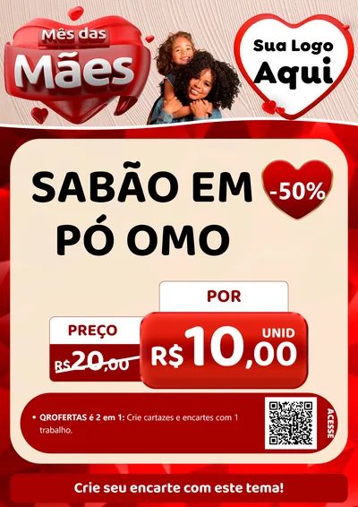 Modelo de Cartaz para Cartaz A4 Vertical com o tema Mês das Mães para Produtos de Limpeza