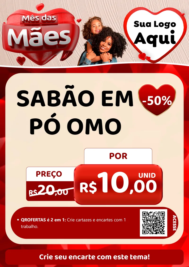 Modelo de Cartaz para Cartaz A4 Vertical com o tema Mês das Mães para Produtos de Limpeza