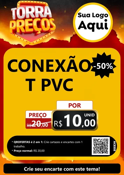 Modelo de Cartaz para Cartaz A4 Vertical com o tema Torra Preços para Tubos e conexões