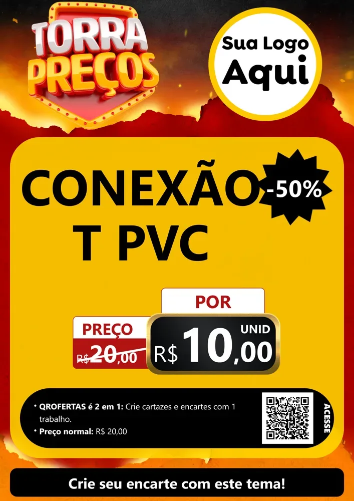 Modelo de Cartaz para Cartaz A4 Vertical com o tema Torra Preços para Tubos e conexões