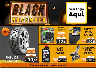 Modelo de Encarte para Encarte A4 Horizontal com o tema Black November para Auto peças