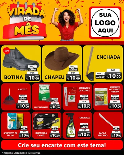 Modelo de Rede Social para Feed Instagram com o tema Virada de Mês para Agropecuária