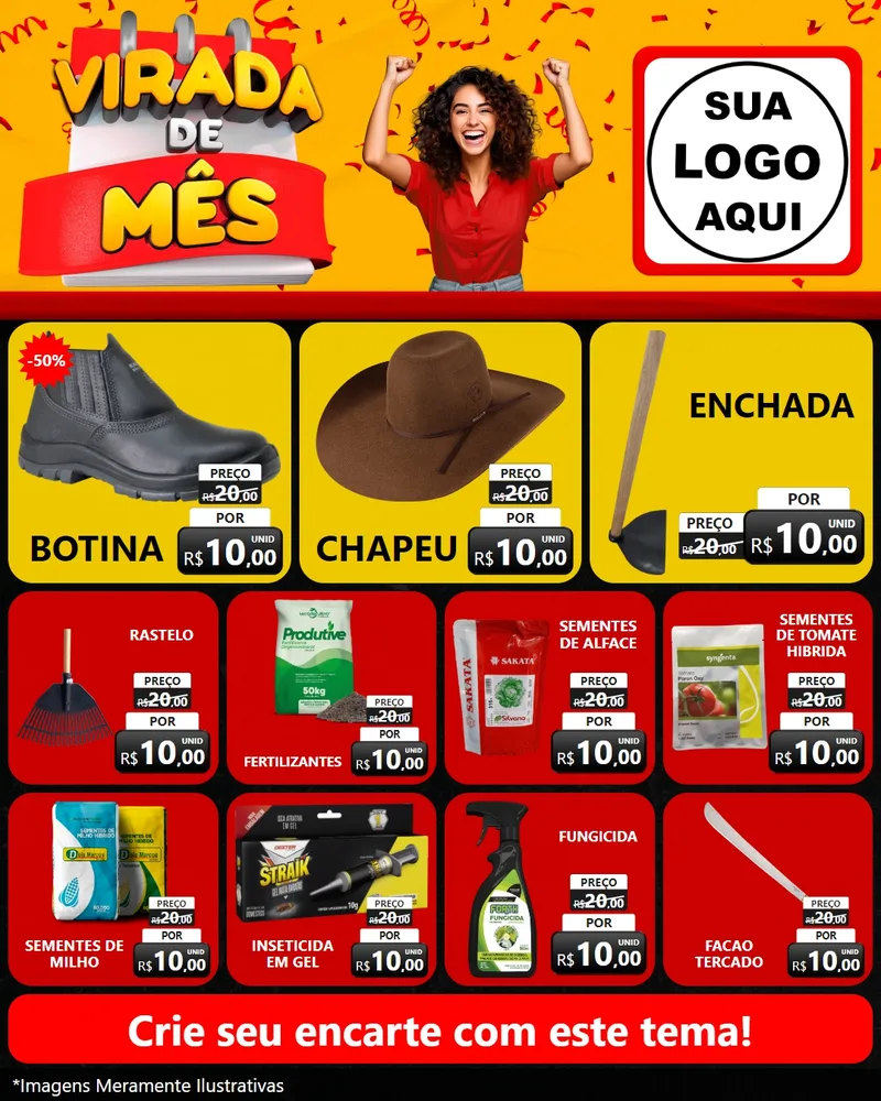 Modelo de Rede Social para Feed Instagram com o tema Virada de Mês para Agropecuária