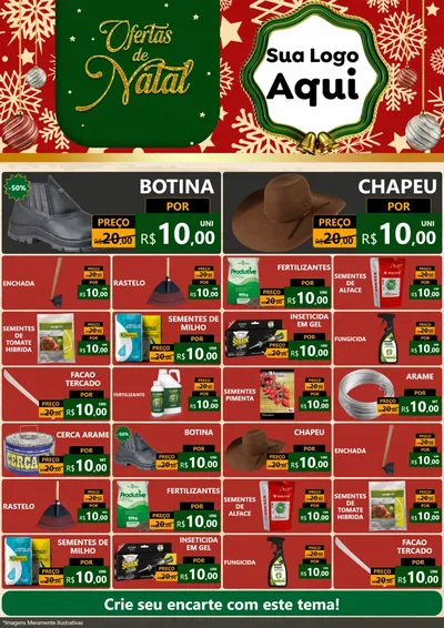 Modelo de Encarte para Encarte A4 Vertical com o tema Natal de Ofertas para Agropecuária