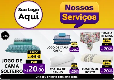 Modelo de Encarte para Encarte A4 Horizontal com o tema Nossos Serviços para Cama, Mesa e Banho