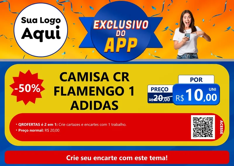 Modelo de Cartaz para Cartaz A4 Horizontal com o tema Exclusivo do Aplicativo para Roupas e acessórios