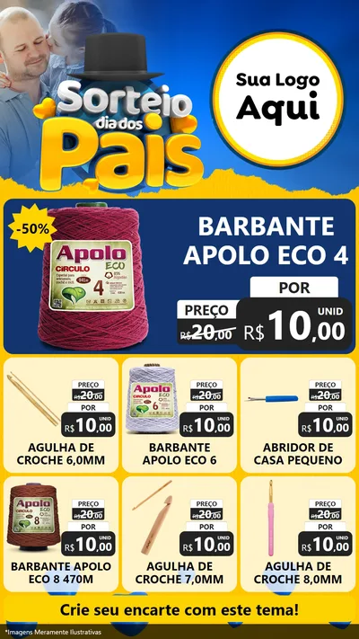 Modelo de Rede Social para Stories com o tema Sorteio Dia Dos Pais para Armarinho e Aviamentos