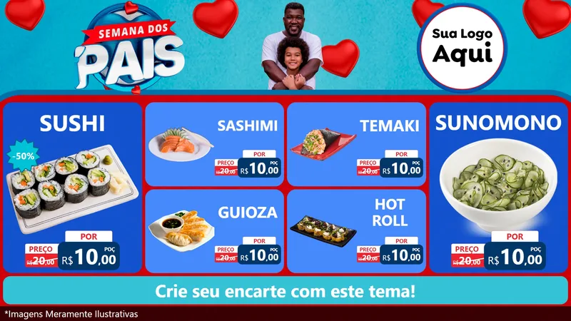 Modelo de TV para TV Horizontal com o tema Semana Dos Pais para Comida japonesa