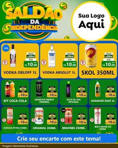 Modelo de Rede Social para Feed Instagram com o tema Saldão da Indepêndencia para Distribuidora de bebidas