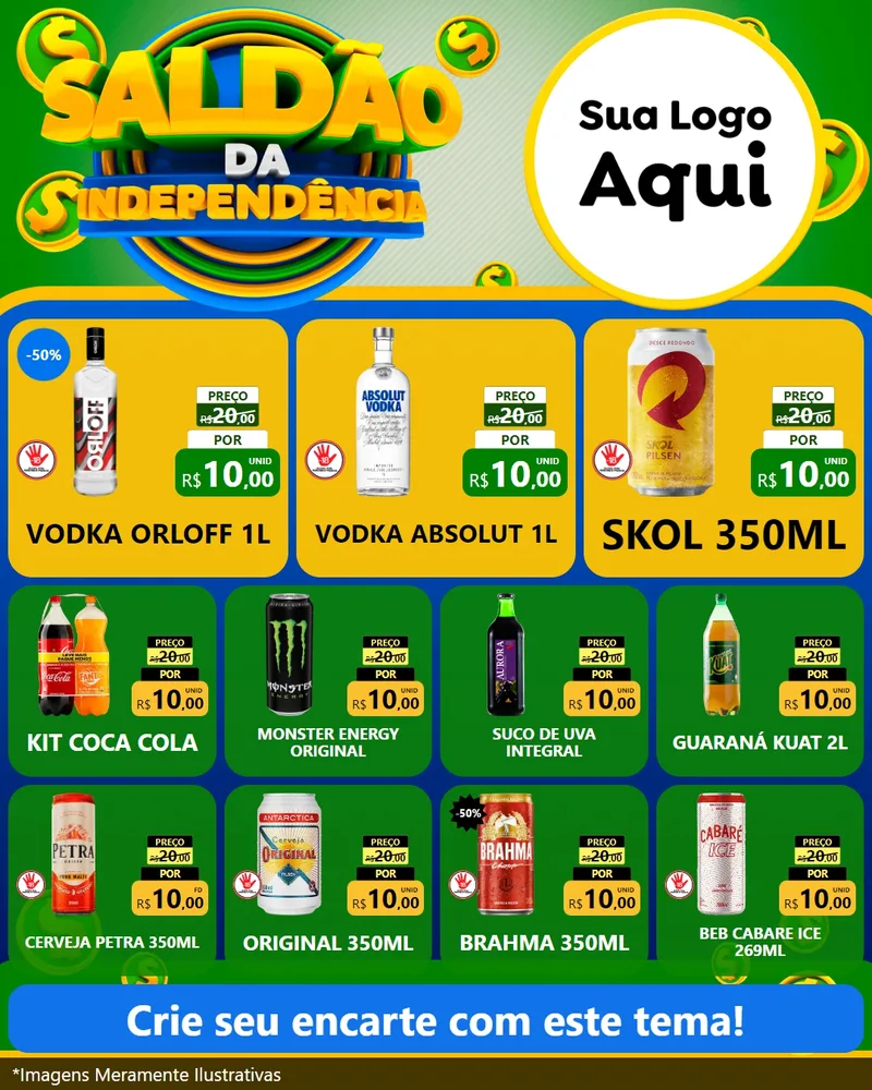 Modelo de Rede Social para Feed Instagram com o tema Saldão da Indepêndencia para Distribuidora de bebidas