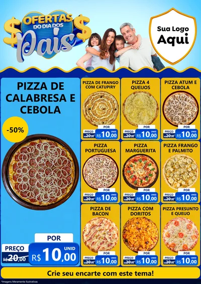 Modelo de Encarte para Encarte A4 Vertical com o tema Ofertas do Dia dos Pais para Pizzaria