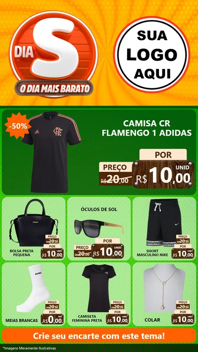 Modelo de Rede Social para Stories com o tema Dia S - O Dia Mais Barato para Roupas e acessórios