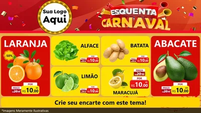 Modelo de TV para TV Horizontal com o tema Esquenta Carnaval para Hortifrúti
