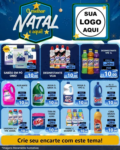 Modelo de Rede Social para Feed Instagram com o tema O Melhor Natal É Aqui! para Produtos de Limpeza