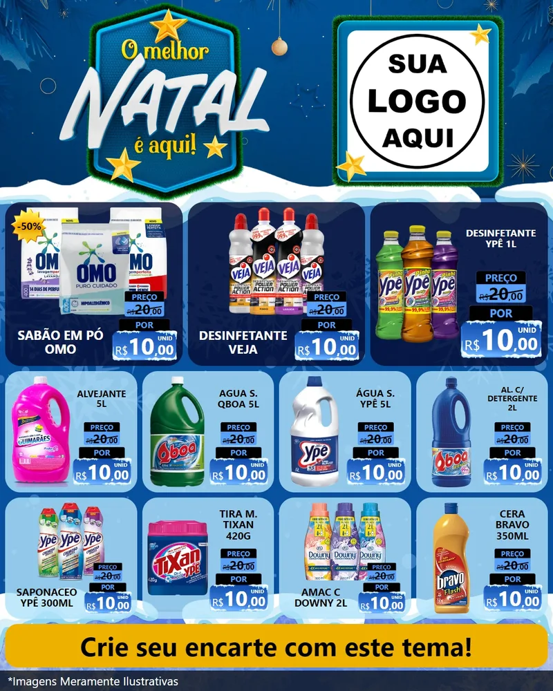 Modelo de Rede Social para Feed Instagram com o tema O Melhor Natal É Aqui! para Produtos de Limpeza