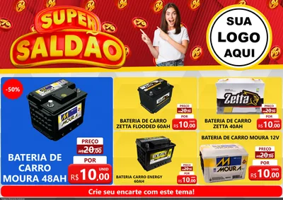 Modelo de Encarte para Encarte A4 Horizontal com o tema Super Saldão para Baterias Elétricas