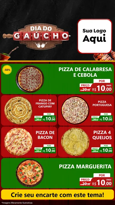 Modelo de TV para TV Vertical com o tema Dia do Gaúcho para Pizzaria
