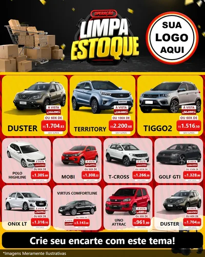 Modelo de Rede Social para Feed Instagram com o tema Operação Limpa Estoque para Concessionaria de Carros