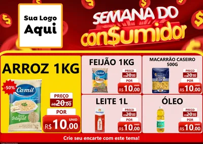 Modelo de Encarte para Encarte A4 Horizontal com o tema Semana do Consumidor para Supermercado
