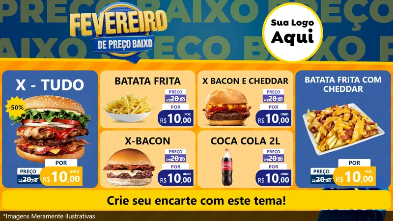 Modelo de TV para TV Horizontal com o tema Fevereiro de Preço Baixo para Hamburgueria