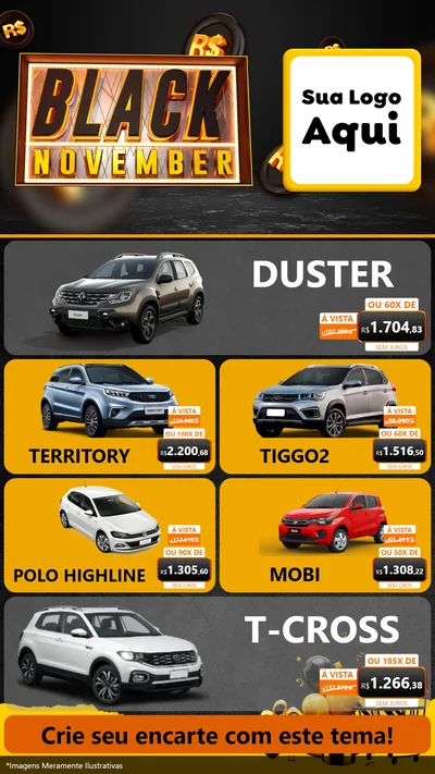 Modelo de TV para TV Vertical com o tema Black November para Concessionaria de Carros