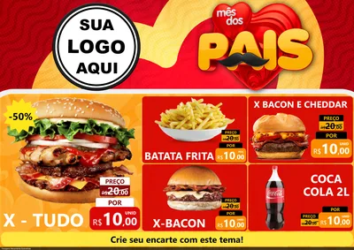 Modelo de Encarte para Encarte A4 Horizontal com o tema Mês Dos Pais para Hamburgueria
