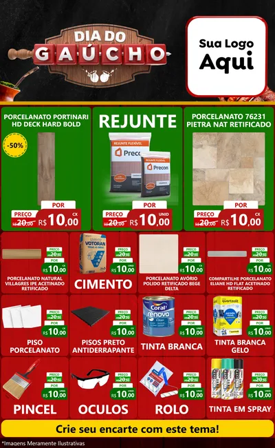 Modelo de Encarte para Encarte Grande com o tema Dia do Gaúcho para Pisos e revestimentos