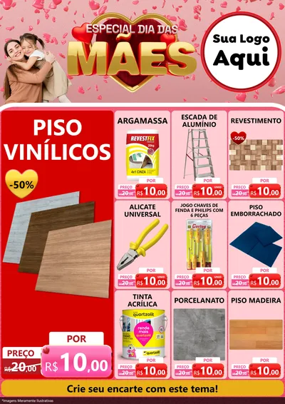 Modelo de Encarte para Encarte A4 Vertical com o tema Especial Dia Das Mães para Material para Construção