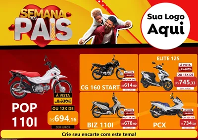 Modelo de Encarte para Encarte A4 Horizontal com o tema Semana Dos Pais para Concessionaria de Motos