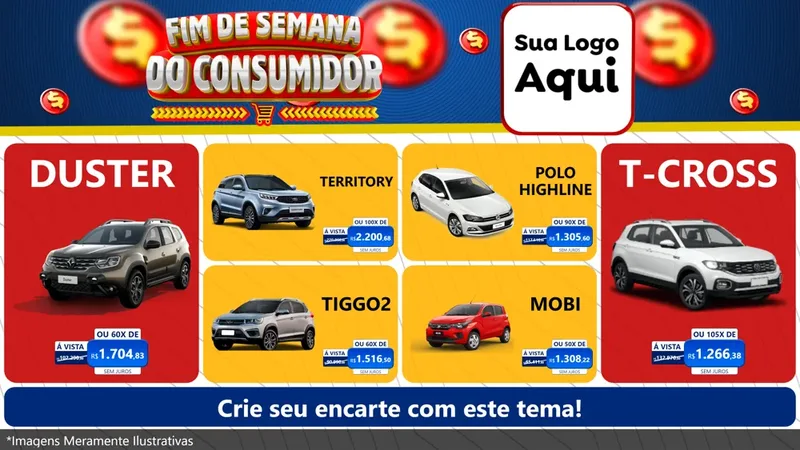 Modelo de TV para TV Horizontal com o tema Fim de Semana do Consumidor para Concessionaria de Carros