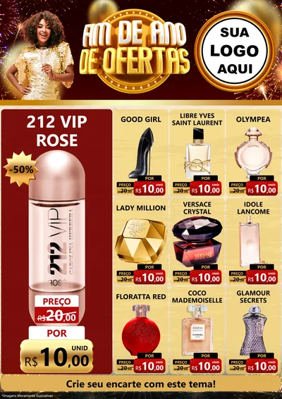 Modelo de Encarte para Encarte A4 Vertical com o tema Fim de Ano de Ofertas para Perfumes